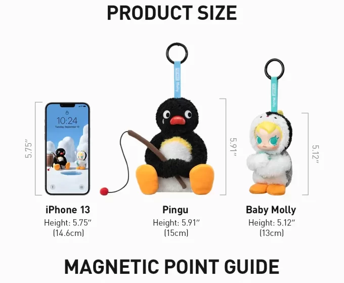 Baby Molly × Pingu Happy Fishing Series – Ciondolo in peluche in vinile, scatola cieca