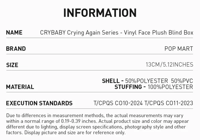CRYBABY Crying Again Series – Confezione cieca di peluche con faccia in vinile