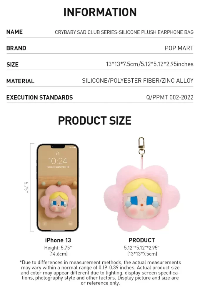 CRYBABY Sad Club Series – Borsa per auricolari in peluche di silicone