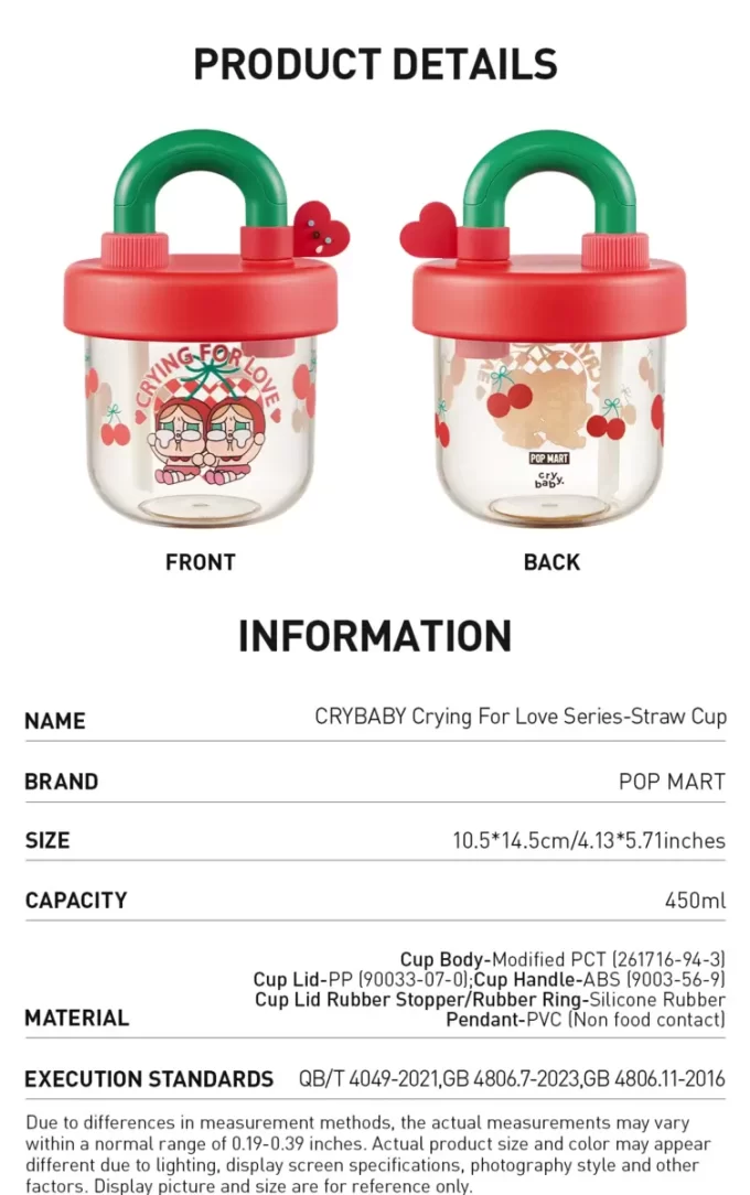 CRYBABY Serie Crying For Love – Tazza con cannuccia CRYBABY Serie Crying For Love – Tazza con cannuccia