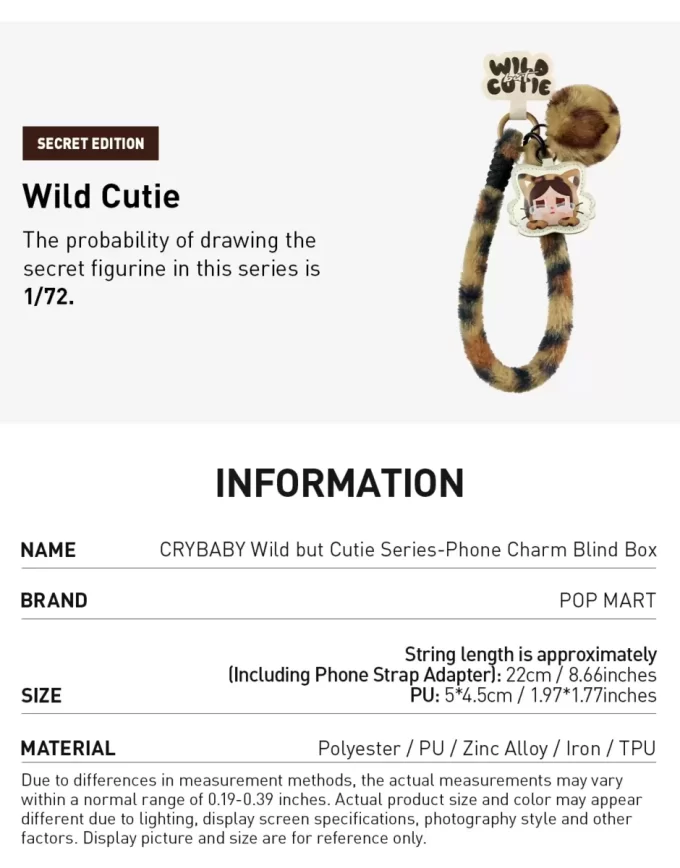 CRYBABY Wild But Cutie Series – Scatola cieca con ciondolo per telefono CRYBABY Wild But Cutie Series – Scatola cieca con ciondolo per telefono