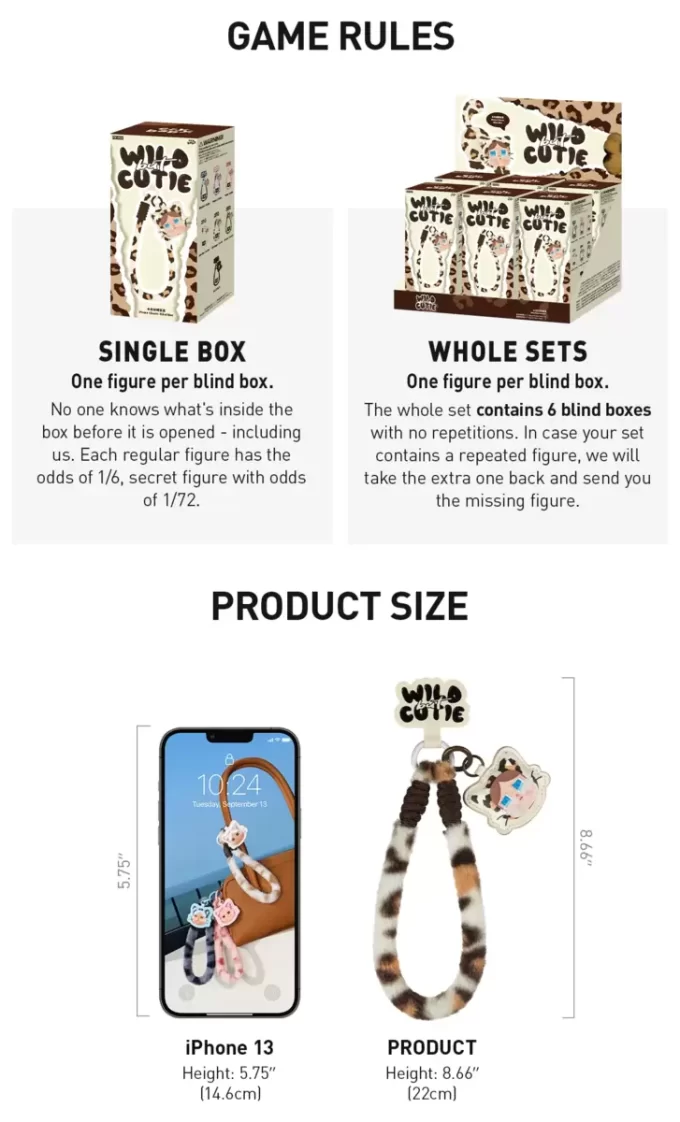 CRYBABY Wild But Cutie Series – Scatola cieca con ciondolo per telefono CRYBABY Wild But Cutie Series – Scatola cieca con ciondolo per telefono