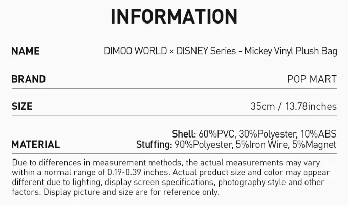 DIMOO WORLD × DISNEY Series-Borsa in peluche in vinile di Topolino