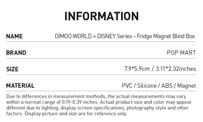 DIMOO WORLD × DISNEY Series – Scatola cieca con magnete da frigorifero DIMOO WORLD × DISNEY Series – Scatola cieca con magnete da frigorifero