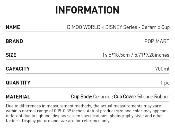 DIMOO WORLD × Serie DISNEY – Tazza in ceramica