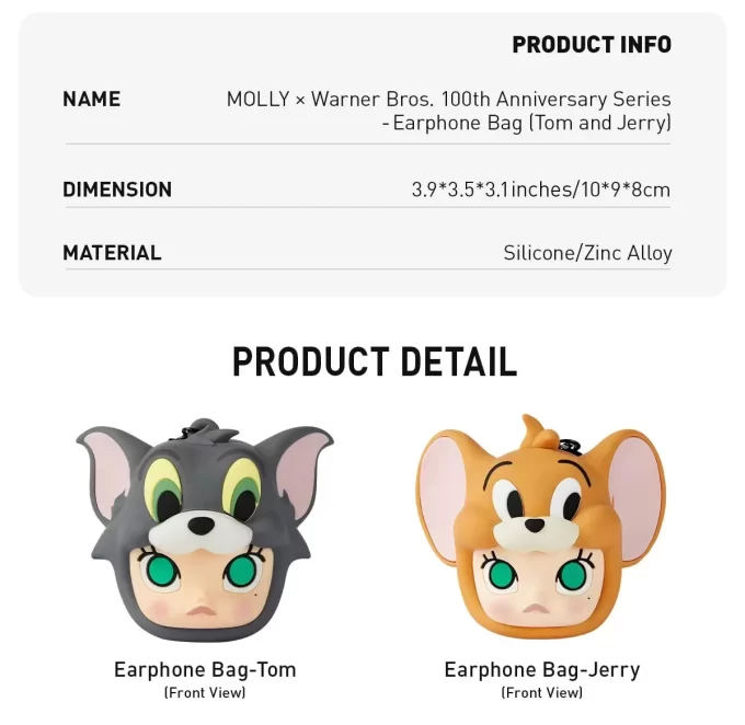 MOLLY X Warner Bros. 100th Anniversary Series – Borsa per auricolari (Tom e Jerry)