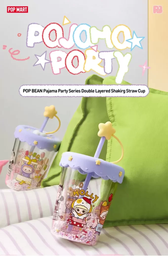 POP BEAN Tazza con cannuccia a doppio strato per pigiama party POP BEAN Tazza con cannuccia a doppio strato per pigiama party