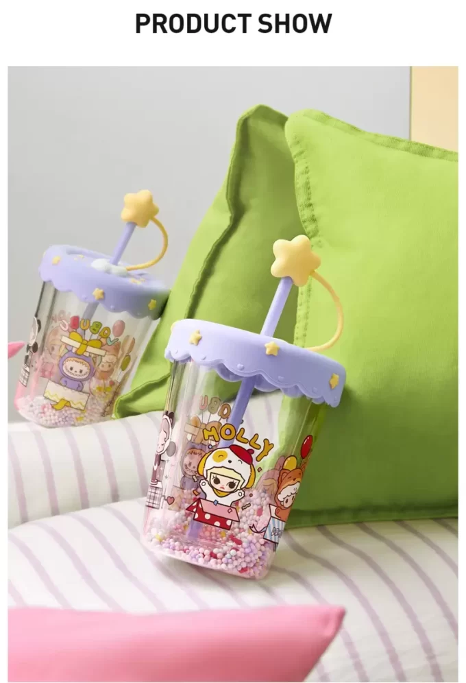 POP BEAN Tazza con cannuccia a doppio strato per pigiama party POP BEAN Tazza con cannuccia a doppio strato per pigiama party