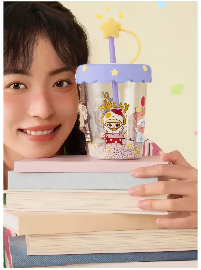 POP BEAN Tazza con cannuccia a doppio strato per pigiama party POP BEAN Tazza con cannuccia a doppio strato per pigiama party