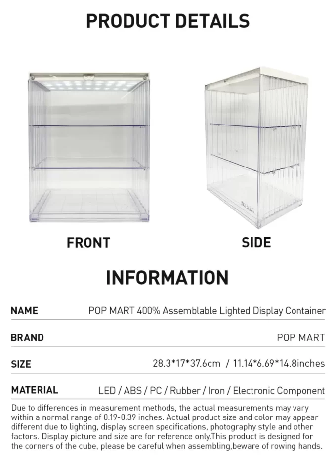 POP MART Contenitore espositivo illuminato assemblabile al 400% POP MART Contenitore espositivo illuminato assemblabile al 400%