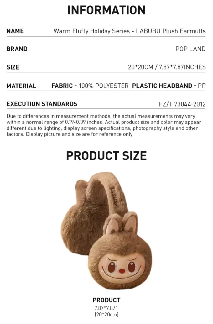 Serie calda e soffice per le feste – Paraorecchie in peluche LABUBU