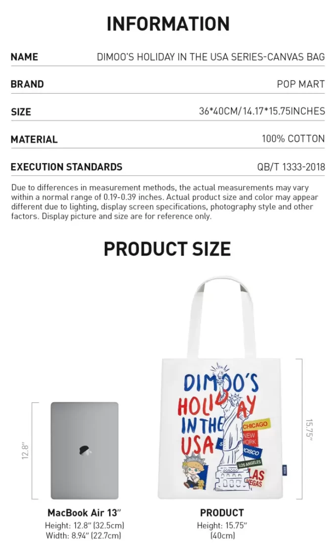 SERIE DIMOO VACANZE NEGLI USA – Borsa in tela