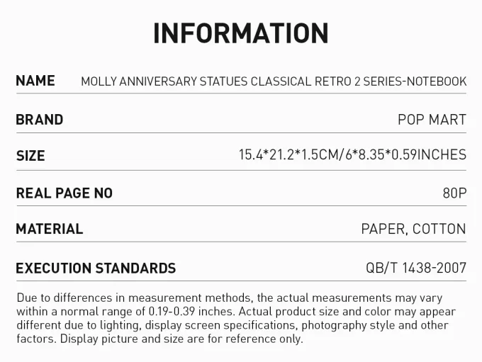 Statuette MOLLY Anniversary Classical Retro 2 Series-Notebook