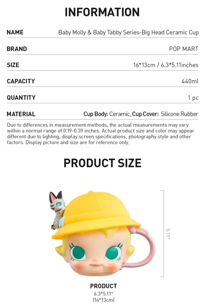 Tazza in ceramica Big Head della serie Baby Molly e Baby Tabby