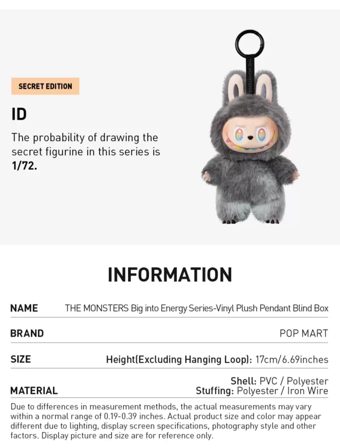 THE MONSTERS Big Into Energy Series – Ciondolo in peluche in vinile, confezione cieca THE MONSTERS Big Into Energy Series – Ciondolo in peluche in vinile, confezione cieca