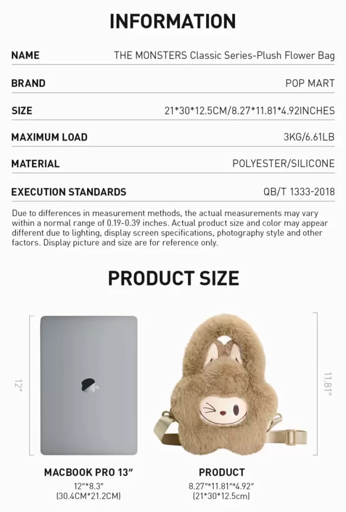 THE MONSTERS Classic Series – Borsa a forma di fiore in peluche THE MONSTERS Classic Series – Borsa a forma di fiore in peluche