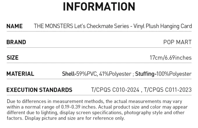 THE MONSTERS Let’s Checkmate Series – Peluche in vinile da appendere
