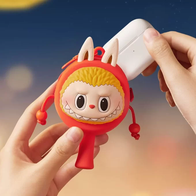 THE MONSTERS Let’s Have Fun Together Series – Custodia per auricolari a forma di tamburo sonaglio